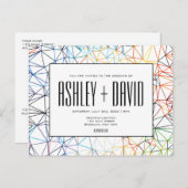 幾何モダンカラフル結婚はがき インビテーションポストカード (正面/裏面)