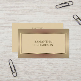 幾何モダンガーリーベージュ及び金ゴールドプロフェッショナル 名刺