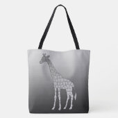 幾何モダンキリン,シルバーグレー トートバッグ (裏面)