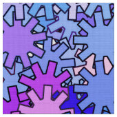 幾何モダンギア、青、紫、蘭 ファブリック (クローズアップ)