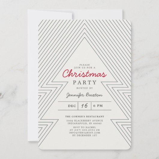 幾何モダンクリスマスグリーンホリデーパーティー請求書 招待状 (正面)