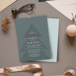 幾何モダンクリスマスグリーンホリデーパーティー 招待状