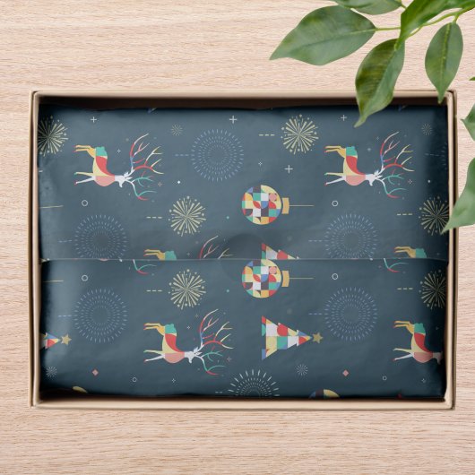 幾何モダンクリスマスツリートナカイ 薄葉紙