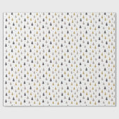 幾何モダンクリスマスツリー&スターズホリデー ラッピングペーパー (フラット)