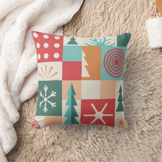 幾何モダンクリスマスフェスティバル休日 クッション (ブランケット)