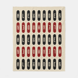 幾何モダンクリームブラックレッド名前をカスタムする フリースブランケット