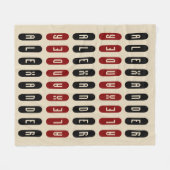 幾何モダンクリームブラックレッド名前をカスタムする フリースブランケット (正面(横))