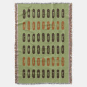 幾何モダングリーンブラウンオレンジ名前をカスタムする スローブランケット (正面縦)