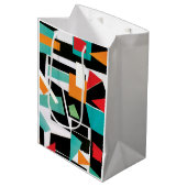 幾何モダンコラージュ ミディアムペーパーバッグ (正面アングル)