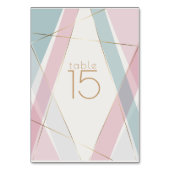 幾何モダンコンテンポラリーストライプティール(緑がかった色)バラ テーブルナンバー (裏面)