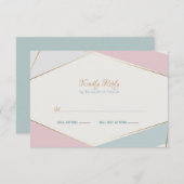 幾何モダンコンテンポラリーストライプティール（緑がかった色）バラ 出欠カード (正面/裏面)