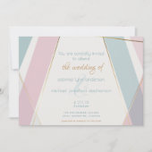 幾何モダンコンテンポラリーストライプティール（緑がかった色）バラ 招待状 (正面)