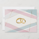 幾何モダンコンテンポラリーストライプティール（緑がかった色）バラ 招待状 (裏面)