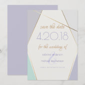 幾何モダンコンテンポラリーストライプミントVIOLET セーブザデート (正面/裏面)