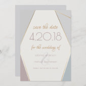 幾何モダンコンテンポラリーストライプ石板 セーブザデート (正面/裏面)