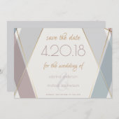 幾何モダンコンテンポラリーストライプ石板 セーブザデート (正面/裏面)