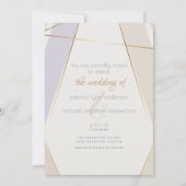 幾何モダンコンテンポラリー菌バイオレット 招待状 (正面)