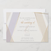 幾何モダンコンテンポラリー菌バイオレット 招待状 (正面)