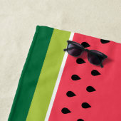 幾何モダンコーラルピンクグリーンスイカフルーツ ビーチタオル (インサイチュ)