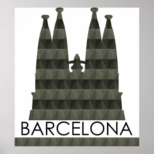 幾何モダンサグラダファミリアバルセロナスカイライン ポスター (正面)