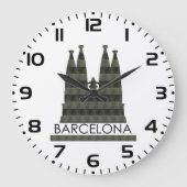 幾何モダンサグラダファミリアバルセロナスカイライン ラージ壁時計 (正面)