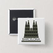 幾何モダンサグラダファミリアバルセロナスカイライン 缶バッジ (正面&裏面)