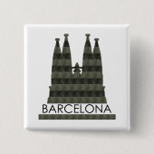幾何モダンサグラダファミリアバルセロナスカイライン 缶バッジ (正面)
