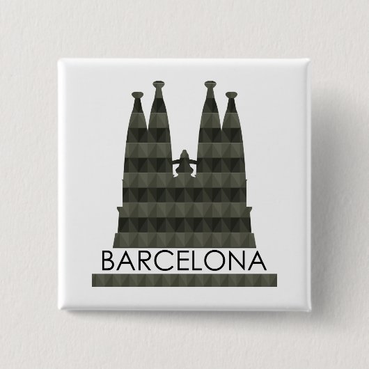 幾何モダンサグラダファミリアバルセロナスカイライン 缶バッジ (正面)