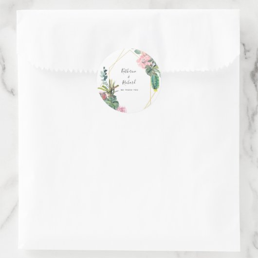 幾何モダンサボテンの名結婚前ありがとう ラウンドシール (バッグ)