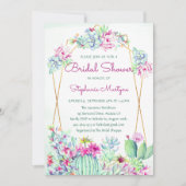 幾何モダンサボテン多肉ブライダルシャワー 招待状 (正面)