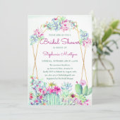 幾何モダンサボテン多肉ブライダルシャワー 招待状 (スタンド正面)