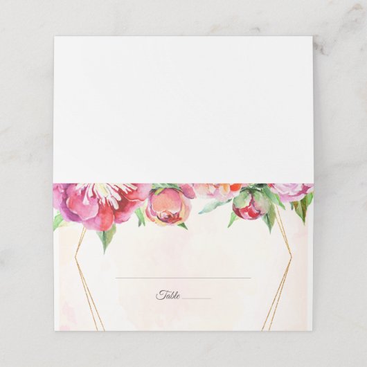 幾何モダンサンゴ牡丹フローラ結婚ズ プレイスカード (外部開封)