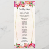 幾何モダンサンゴ赤い牡丹結婚の儀式 プログラム (裏面)