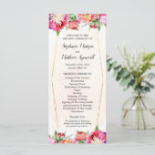 幾何モダンサンゴ赤い牡丹結婚の儀式 プログラム (スタンド正面)