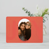 幾何モダンジョイオーバルアーチレッドと金ゴールド 箔シーズンカード (立ち正面)