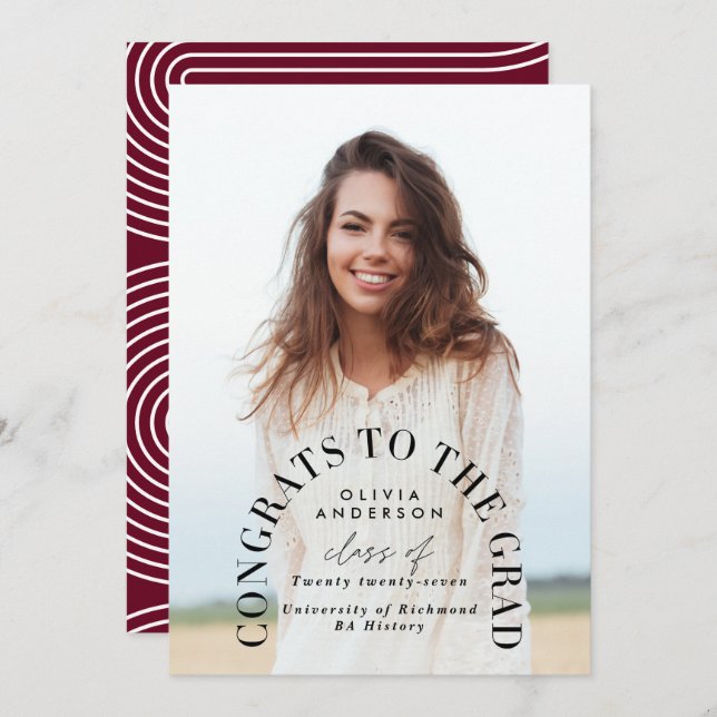 幾何モダンタイポグラフィフォトアーチ卒業 (正面/裏面)