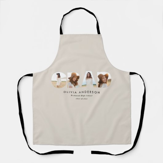 幾何モダンタイポグラフィフォトアーチ卒業 エプロン (正面)