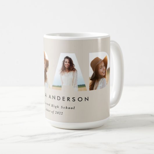 幾何モダンタイポグラフィフォトアーチ卒業 コーヒーマグカップ (正面右)