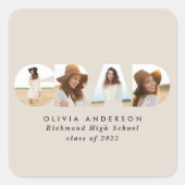 幾何モダンタイポグラフィフォトアーチ卒業 スクエアシール (正面)