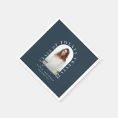 幾何モダンタイポグラフィフォトアーチ卒業 スタンダードカクテルナプキン (角)