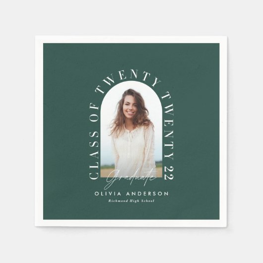 幾何モダンタイポグラフィフォトアーチ卒業 スタンダードカクテルナプキン (正面)