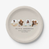 幾何モダンタイポグラフィフォトアーチ卒業 ペーパープレート (正面)