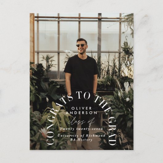 幾何モダンタイポグラフィフォトアーチ卒業 ポストカード (正面)