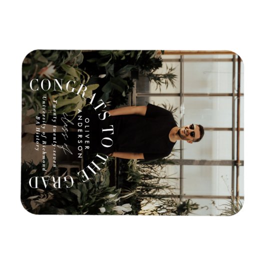 幾何モダンタイポグラフィフォトアーチ卒業 マグネット (横)