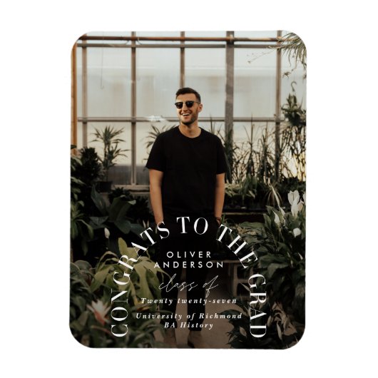 幾何モダンタイポグラフィフォトアーチ卒業 マグネット (縦)