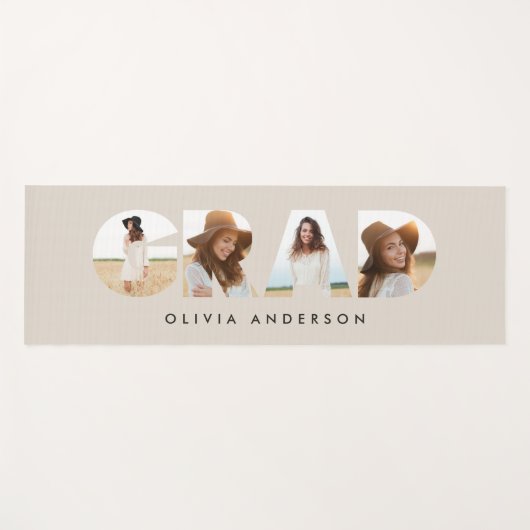 幾何モダンタイポグラフィフォトアーチ卒業 ヨガマット (正面(横))