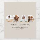 幾何モダンタイポグラフィフォトアーチ卒業 ワインラベル (シングルラベル)