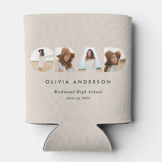 幾何モダンタイポグラフィフォトアーチ卒業 缶クーラー (裏面)