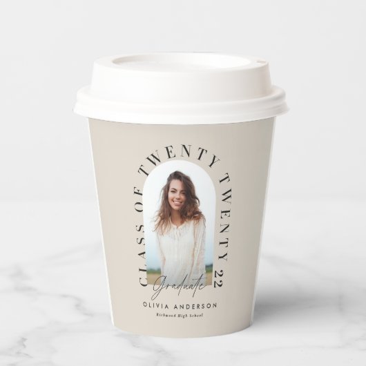 幾何モダンタイポグラフィフォトアーチ 紙コップ (正面)