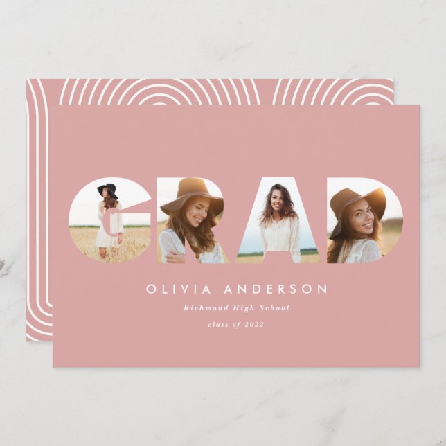 幾何モダンタイポグラフィ数々のピンクガーリー (正面/裏面)